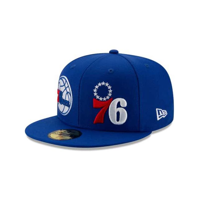 NBA Philadelphia 76ers Double Hit 59Fifty Fitted (SHZ1351) - Blue New Era Caps